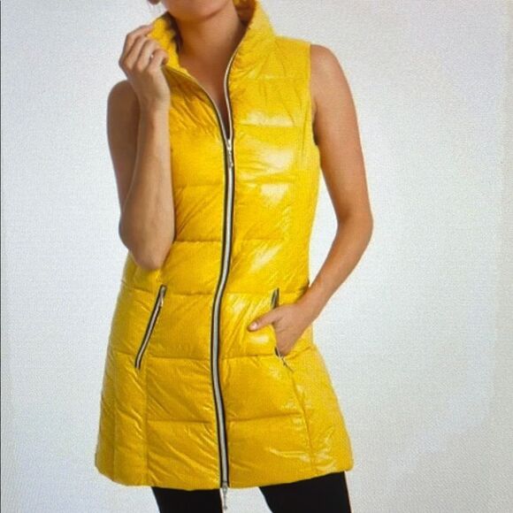 ANORAK LONG DOWN BACK POCKET VEST in YELLOW SIZE SMALL - Picture 1 of 16